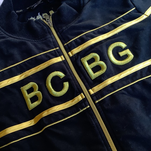 Large BCBG Maxazria Full Zip Black Gold Track Jacket Y2K - Picture 11 of 13
